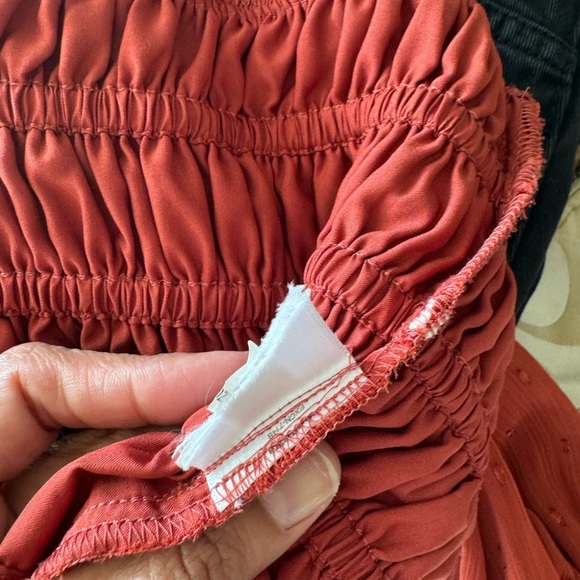 Express Rust Red Smocked Blouse - Picture 5 of 5